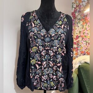 Floral Black Blouse